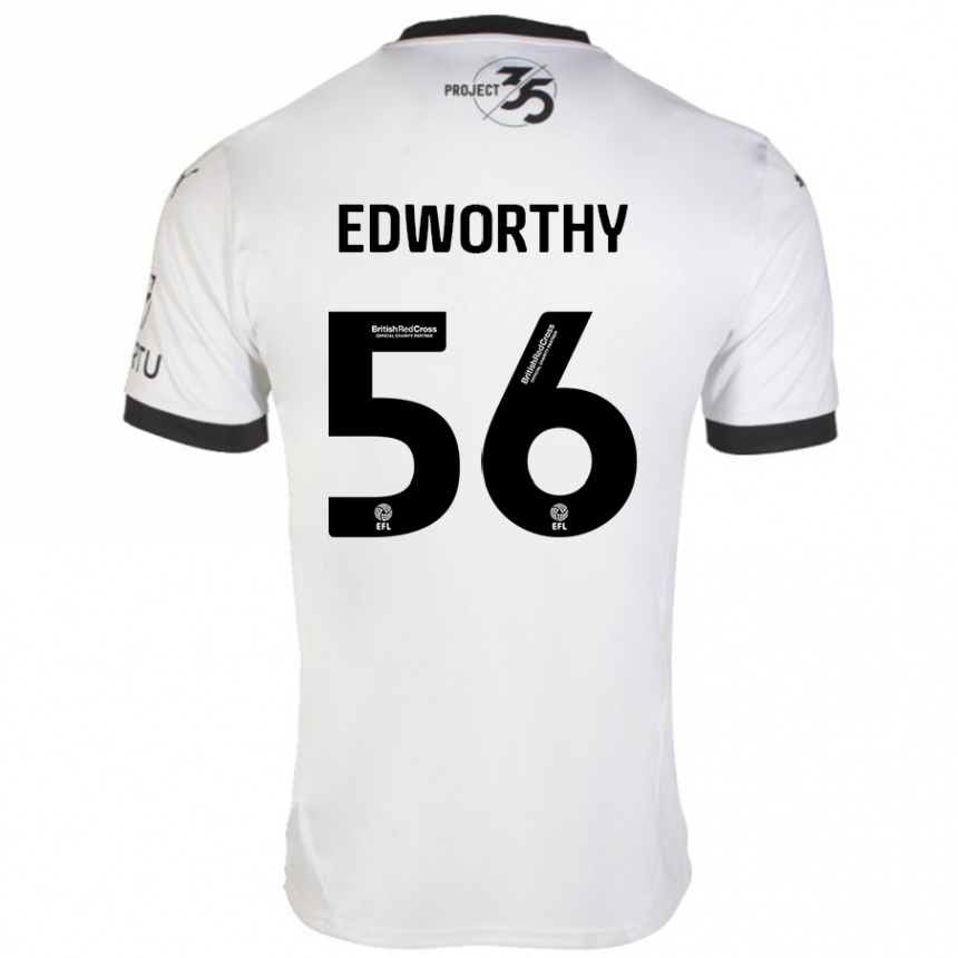 Gyermek Labdarúgás Kieran Edworthy #56 Fehér Fekete Idegenbeli Jersey 2024/25 Mez Póló Ing