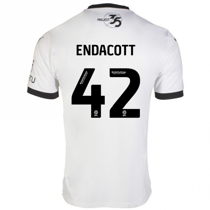 Gyermek Labdarúgás Jack Endacott #42 Fehér Fekete Idegenbeli Jersey 2024/25 Mez Póló Ing