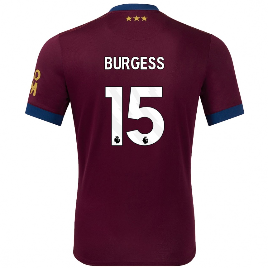 Gyermek Labdarúgás Cameron Burgess #15 Barna Idegenbeli Jersey 2024/25 Mez Póló Ing