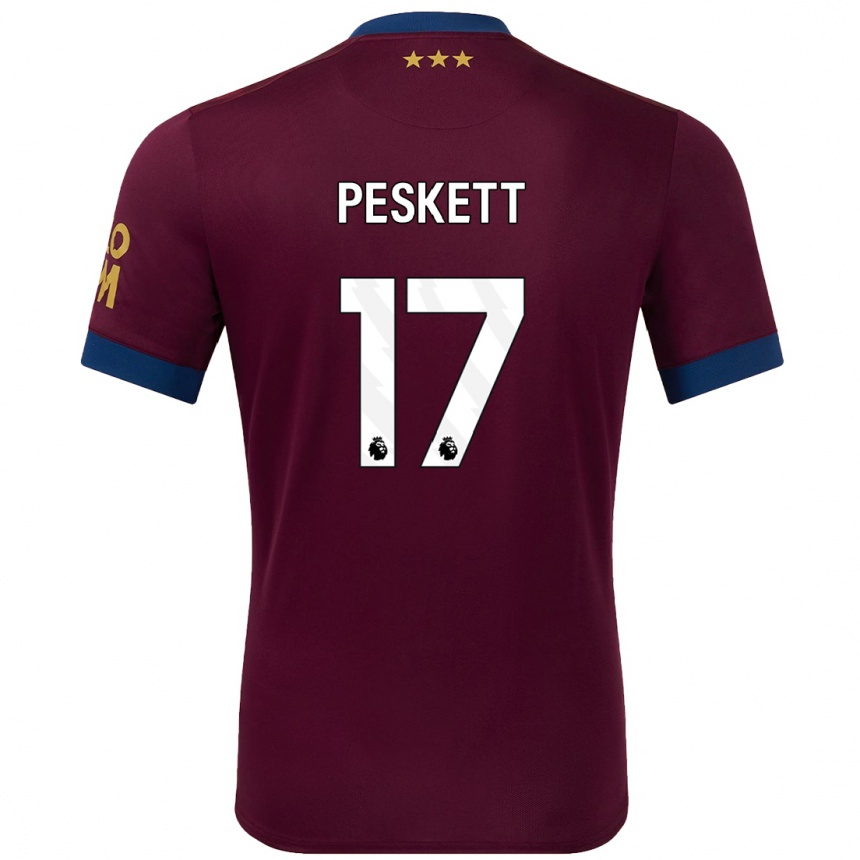 Gyermek Labdarúgás Sophie Peskett #17 Barna Idegenbeli Jersey 2024/25 Mez Póló Ing