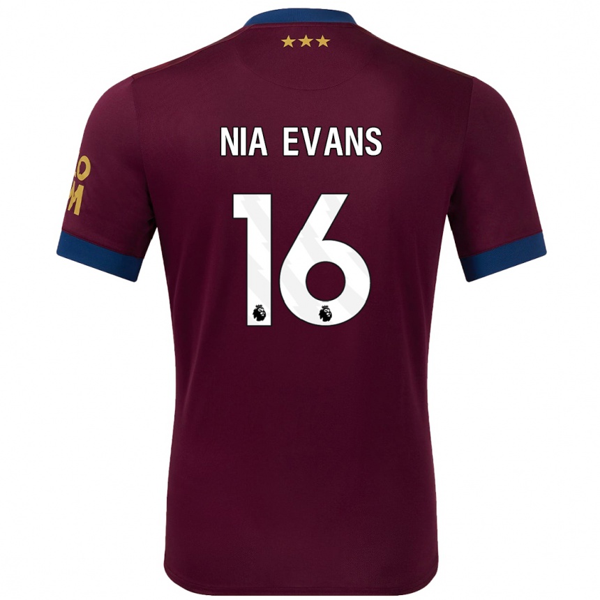 Gyermek Labdarúgás Nia Evans #16 Barna Idegenbeli Jersey 2024/25 Mez Póló Ing