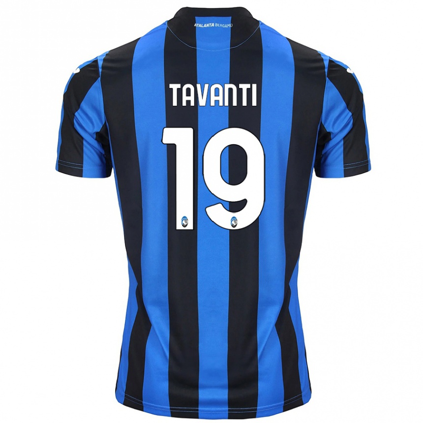 Férfi Labdarúgás Mattia Tavanti #19 Kék Fekete Hazai Jersey 2024/25 Mez Póló Ing