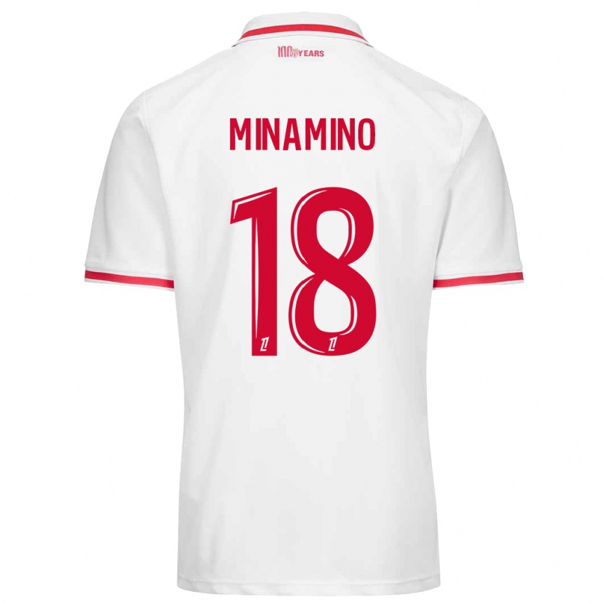 Férfi Labdarúgás Takumi Minamino #18 Fehér Piros Hazai Jersey 2024/25 Mez Póló Ing