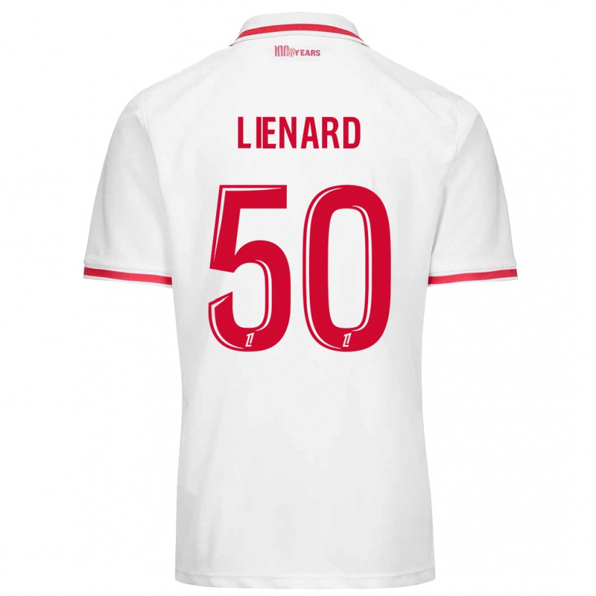 Férfi Labdarúgás Yann Lienard #50 Fehér Piros Hazai Jersey 2024/25 Mez Póló Ing