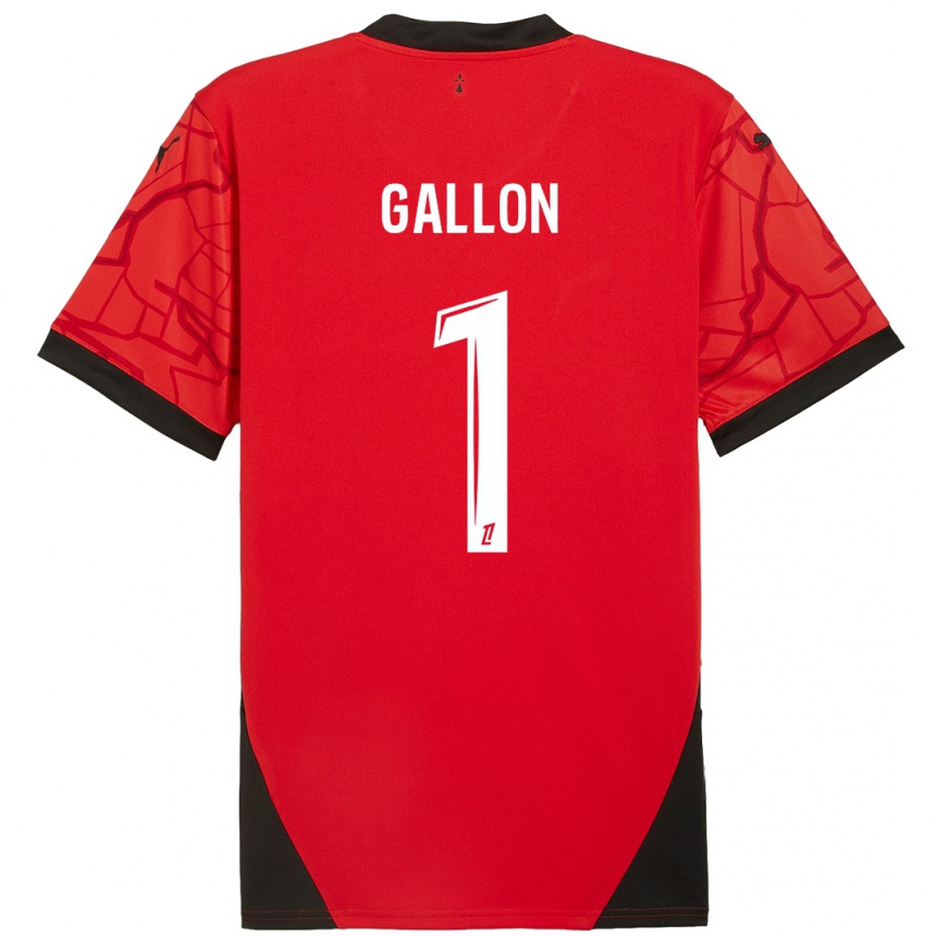 Férfi Labdarúgás Gauthier Gallon #1 Piros Fekete Hazai Jersey 2024/25 Mez Póló Ing