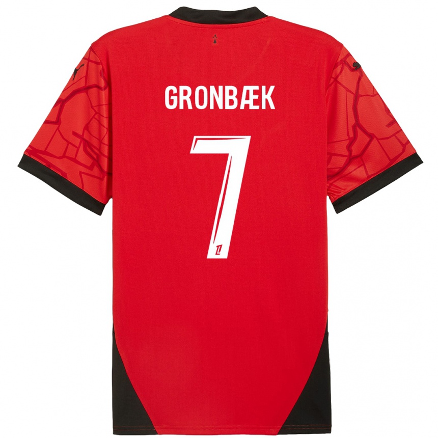 Férfi Labdarúgás Albert Grønbaek #7 Piros Fekete Hazai Jersey 2024/25 Mez Póló Ing