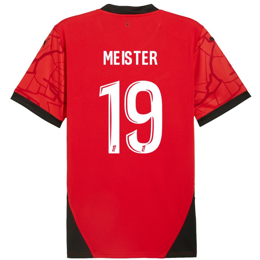 Férfi Labdarúgás Henrik Meister #19 Piros Fekete Hazai Jersey 2024/25 Mez Póló Ing