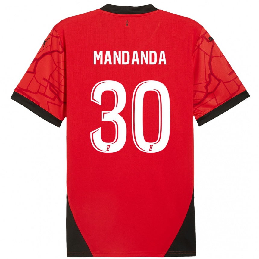 Férfi Labdarúgás Steve Mandanda #30 Piros Fekete Hazai Jersey 2024/25 Mez Póló Ing