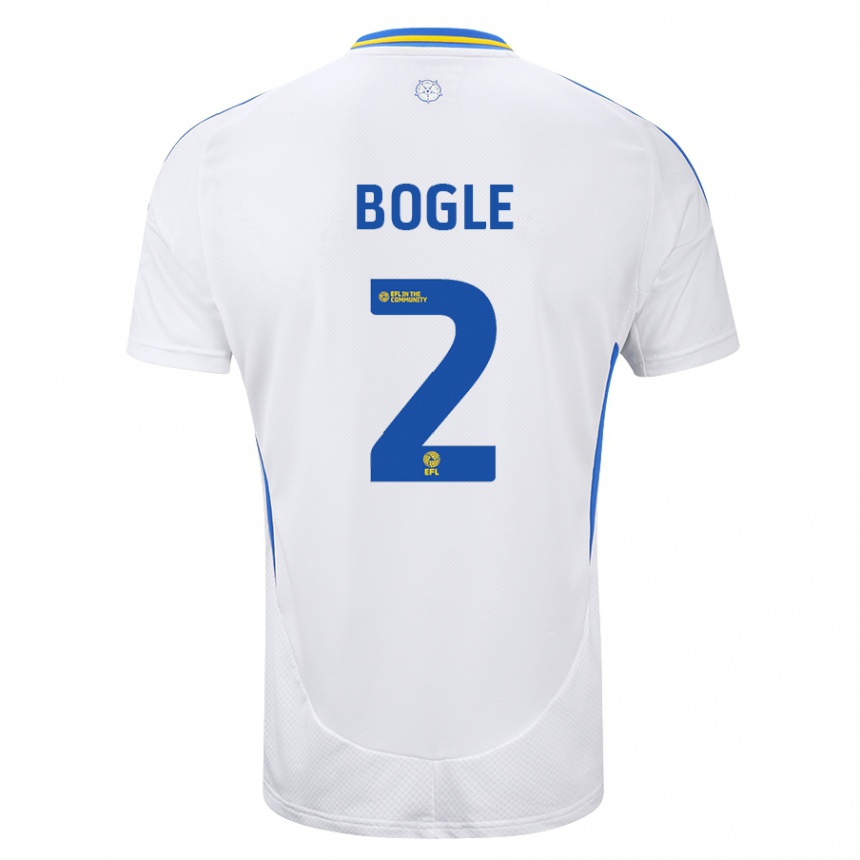 Férfi Labdarúgás Jayden Bogle #2 Fehér Kék Hazai Jersey 2024/25 Mez Póló Ing