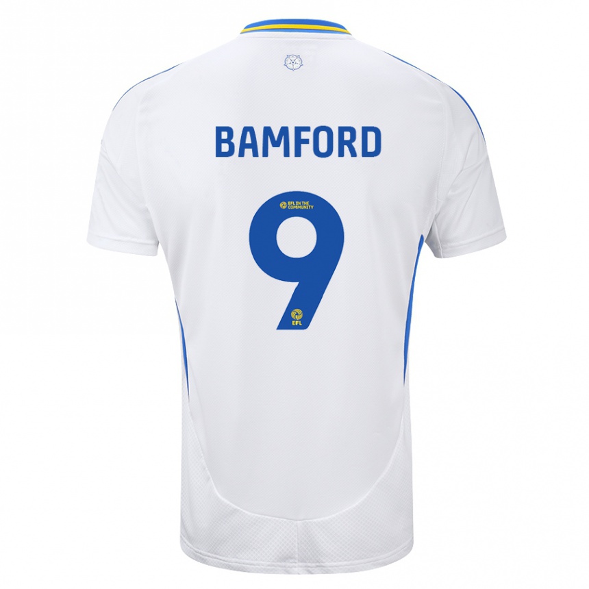 Férfi Labdarúgás Patrick Bamford #9 Fehér Kék Hazai Jersey 2024/25 Mez Póló Ing