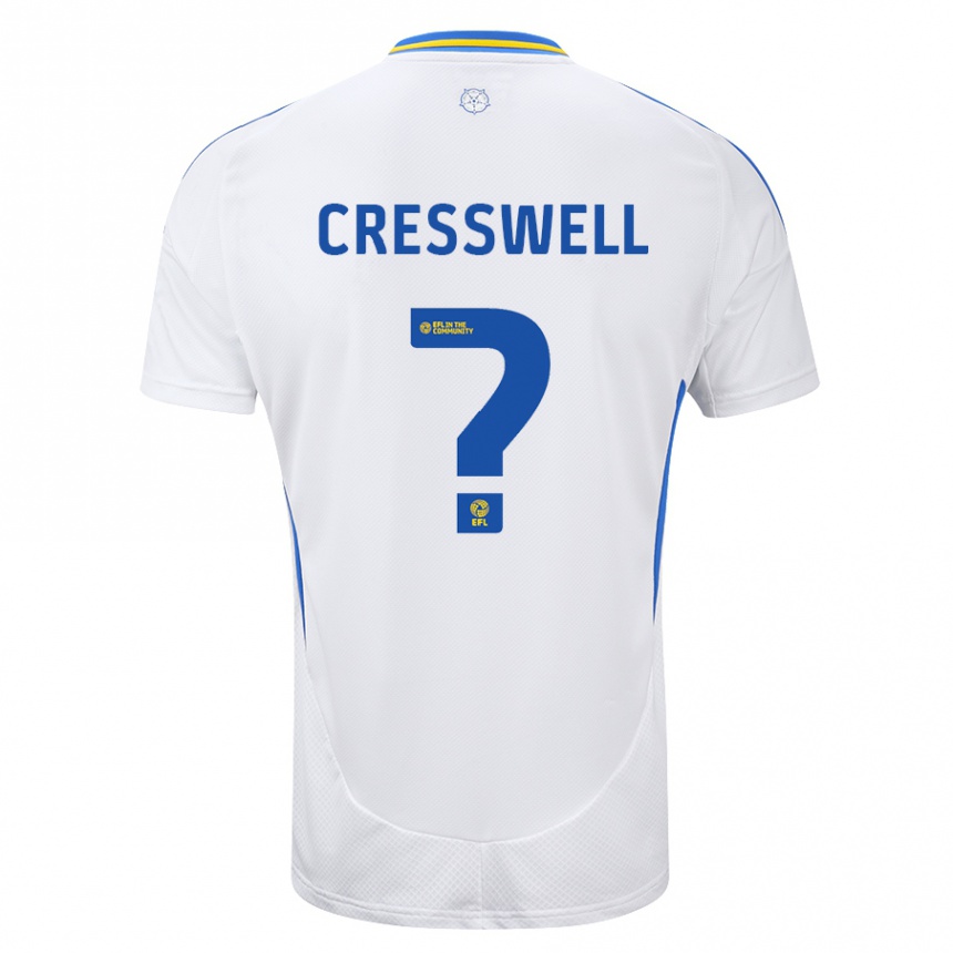 Férfi Labdarúgás Alfie Cresswell #0 Fehér Kék Hazai Jersey 2024/25 Mez Póló Ing