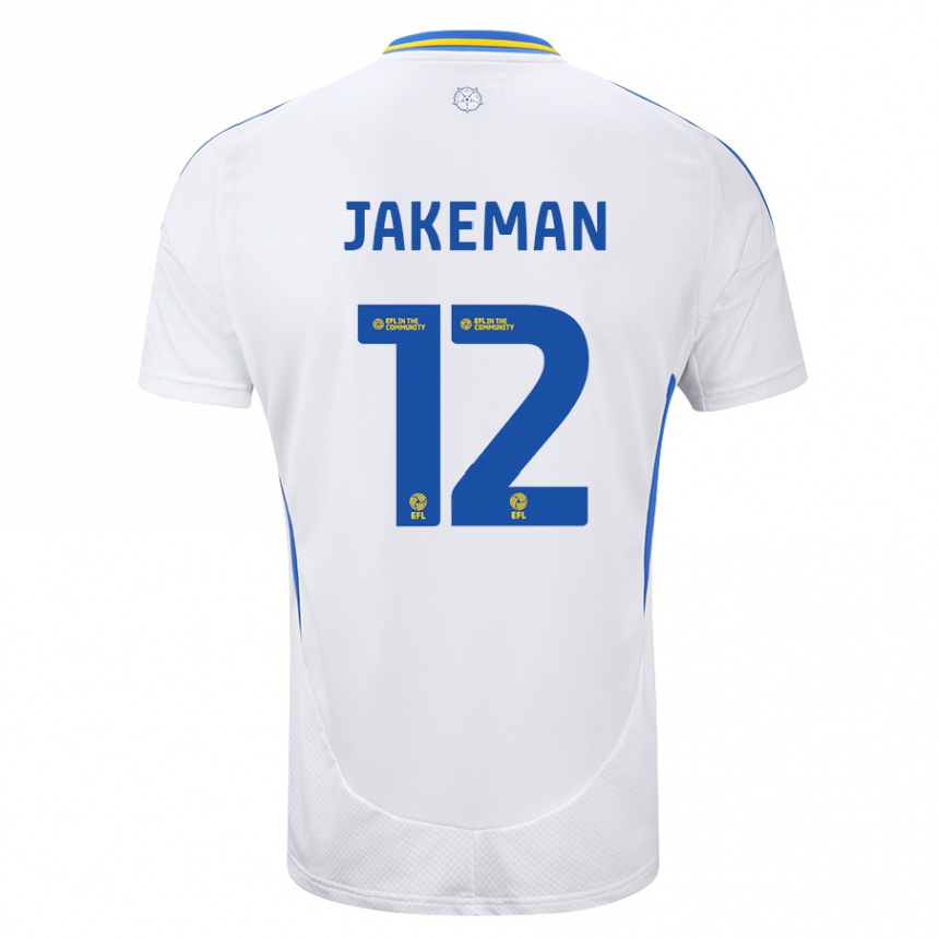 Férfi Labdarúgás Harriet Jakeman #12 Fehér Kék Hazai Jersey 2024/25 Mez Póló Ing