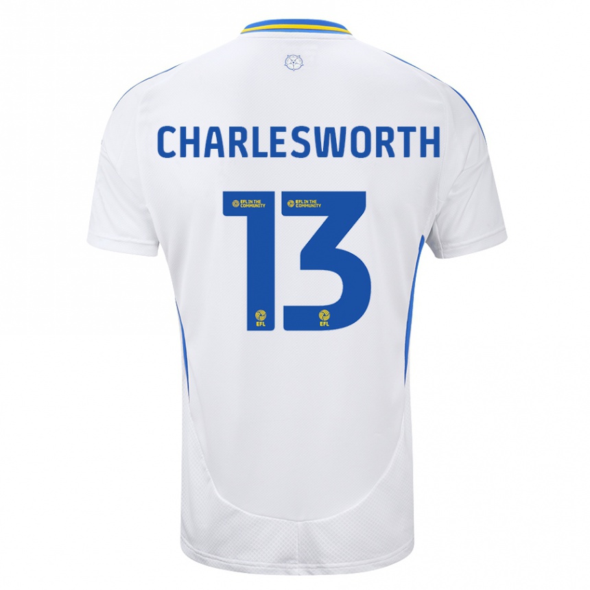 Férfi Labdarúgás Millie Robshaw-Charlesworth #13 Fehér Kék Hazai Jersey 2024/25 Mez Póló Ing