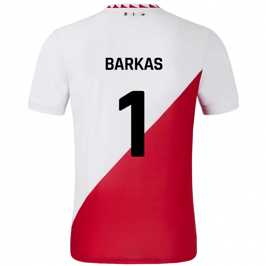 Férfi Labdarúgás Vasilios Barkas #1 Fehér Piros Hazai Jersey 2024/25 Mez Póló Ing