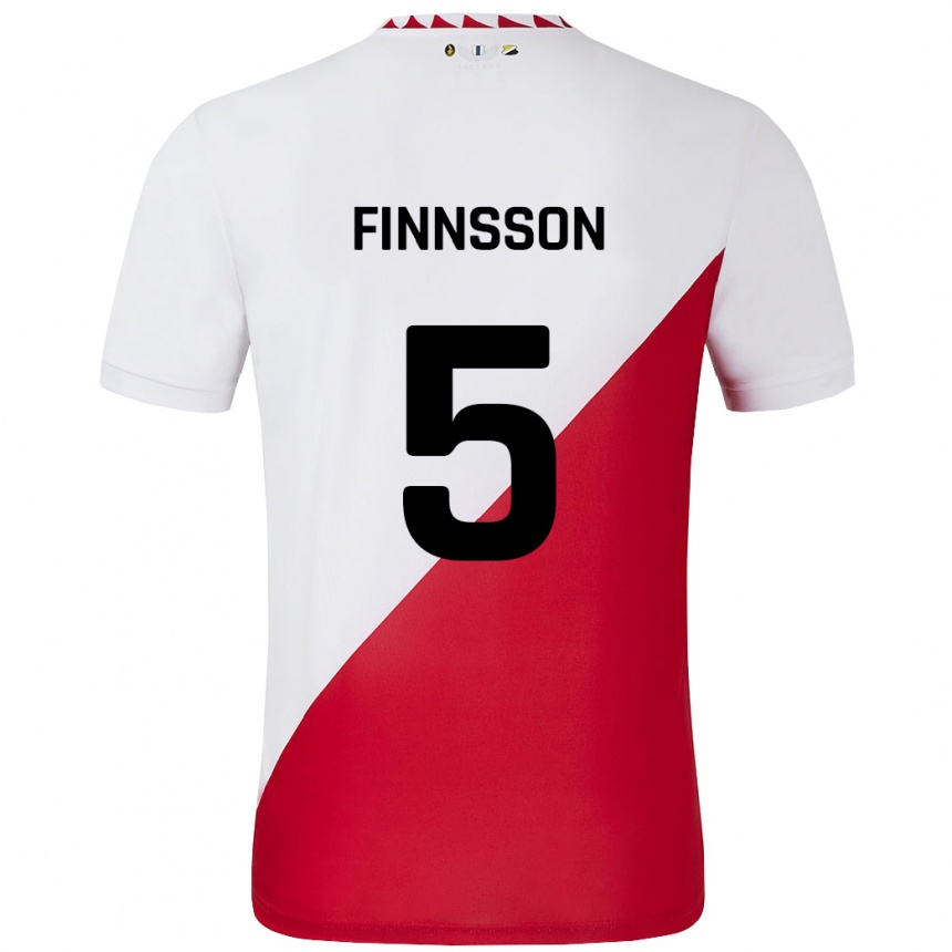 Férfi Labdarúgás Kolbeinn Finnsson #5 Fehér Piros Hazai Jersey 2024/25 Mez Póló Ing