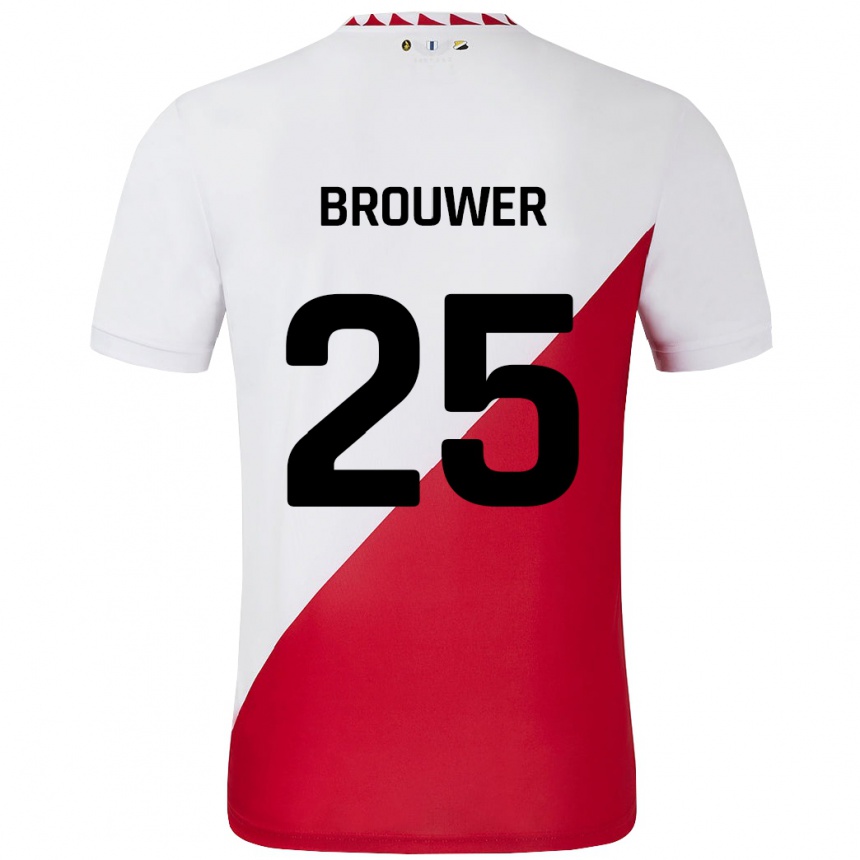 Férfi Labdarúgás Michael Brouwer #25 Fehér Piros Hazai Jersey 2024/25 Mez Póló Ing