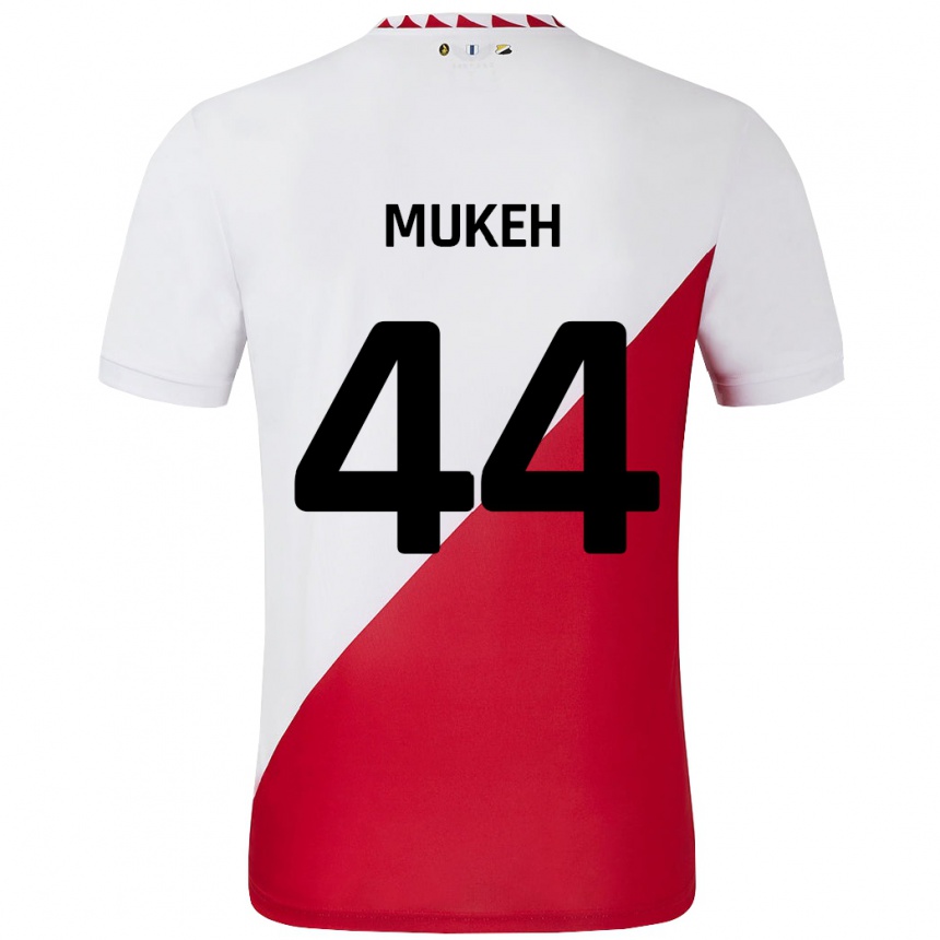 Férfi Labdarúgás Joshua Mukeh #44 Fehér Piros Hazai Jersey 2024/25 Mez Póló Ing