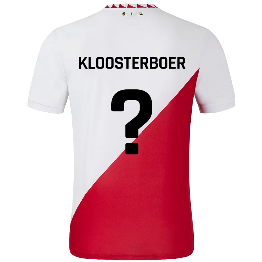 Férfi Labdarúgás Per Kloosterboer #0 Fehér Piros Hazai Jersey 2024/25 Mez Póló Ing