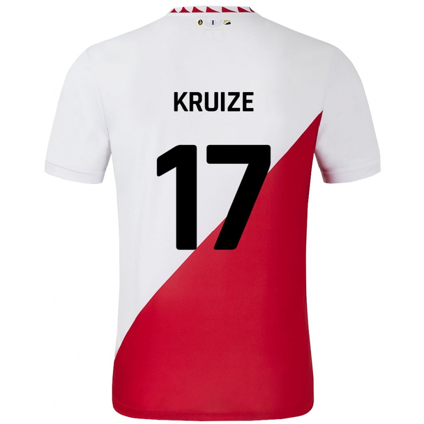 Férfi Labdarúgás Elisha Kruize #17 Fehér Piros Hazai Jersey 2024/25 Mez Póló Ing