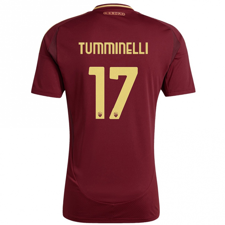 Férfi Labdarúgás Gianmarco Tumminelli #17 Vörös Barna Arany Hazai Jersey 2024/25 Mez Póló Ing