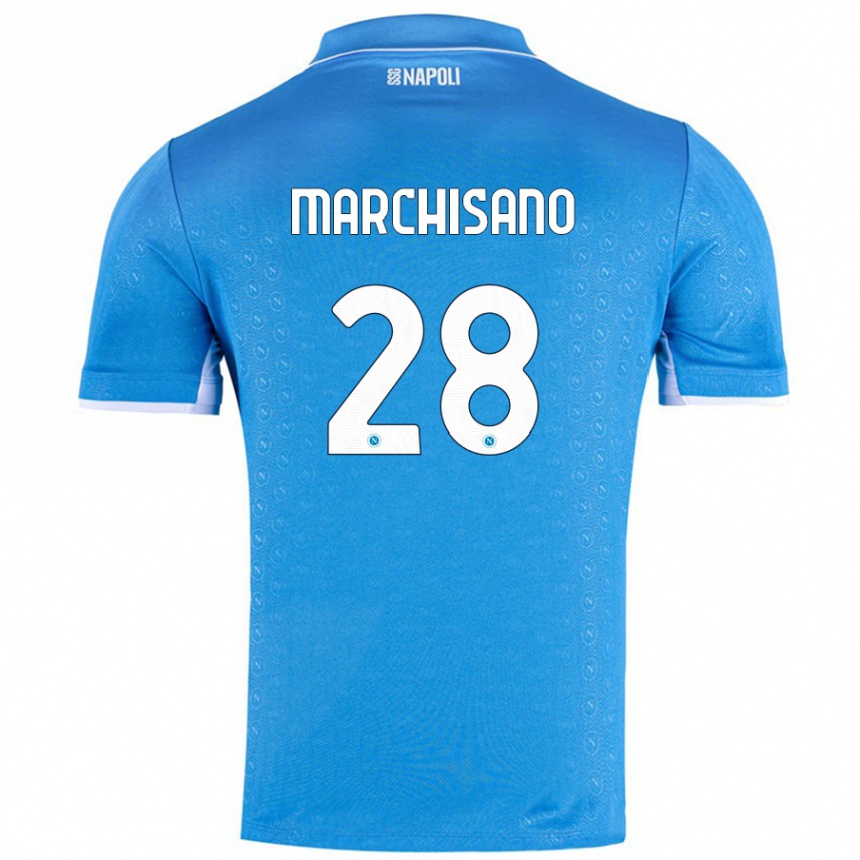 Férfi Labdarúgás Matteo Marchisano #28 Ég Kék Hazai Jersey 2024/25 Mez Póló Ing