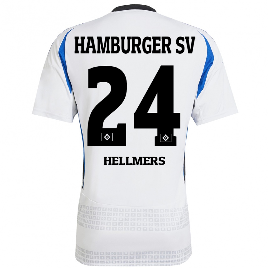 Férfi Labdarúgás Maximilian Hellmers #24 Fehér Kék Hazai Jersey 2024/25 Mez Póló Ing