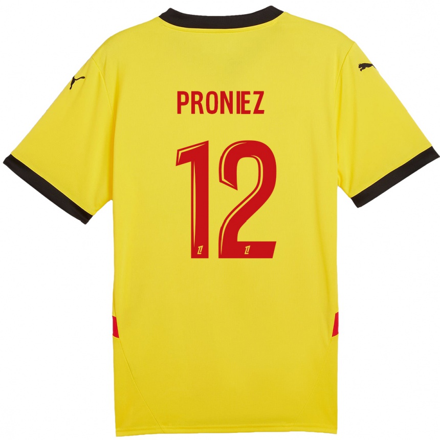 Férfi Labdarúgás Fany Proniez #12 Sárga Piros Hazai Jersey 2024/25 Mez Póló Ing