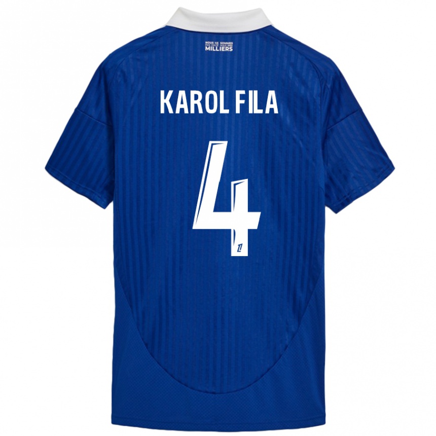 Férfi Labdarúgás Karol Fila #4 Kék Fehér Hazai Jersey 2024/25 Mez Póló Ing