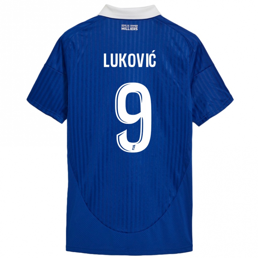 Férfi Labdarúgás Milos Lukovic #9 Kék Fehér Hazai Jersey 2024/25 Mez Póló Ing