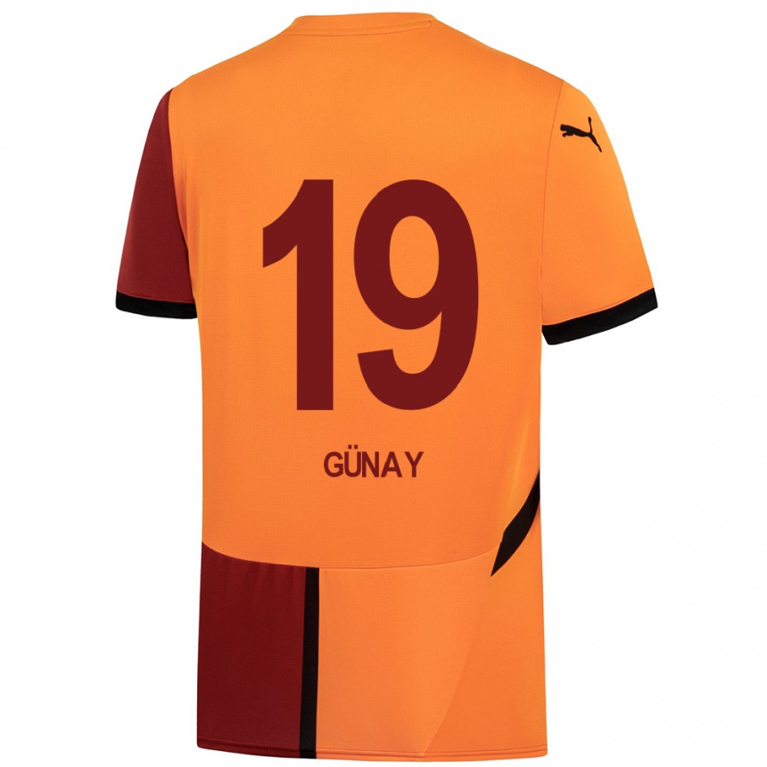 Férfi Labdarúgás Günay Güvenç #19 Sárga Piros Hazai Jersey 2024/25 Mez Póló Ing