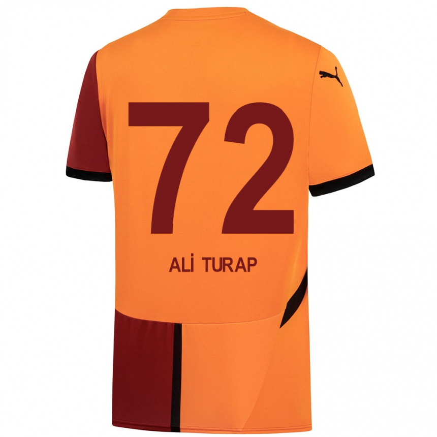 Férfi Labdarúgás Ali Turap Bülbül #72 Sárga Piros Hazai Jersey 2024/25 Mez Póló Ing