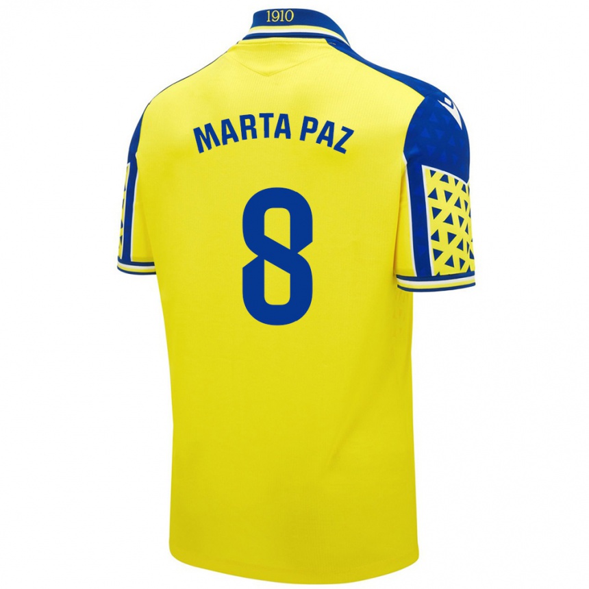 Férfi Labdarúgás Marta Milagros Paz Cruz #8 Sárga Kék Hazai Jersey 2024/25 Mez Póló Ing