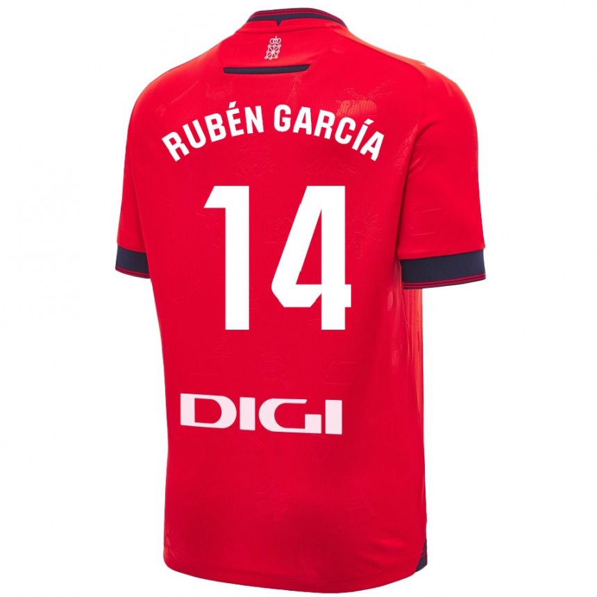 Férfi Labdarúgás Rubén García #14 Piros Fehér Hazai Jersey 2024/25 Mez Póló Ing