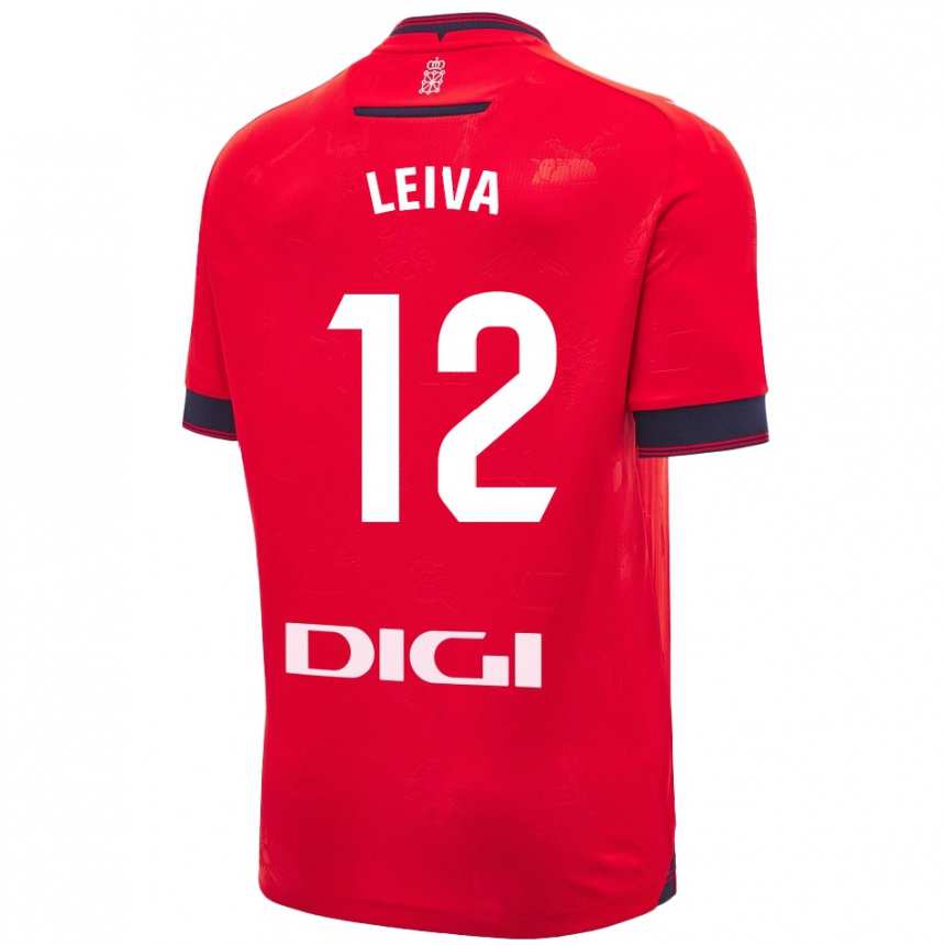 Férfi Labdarúgás Álvaro Leiva #12 Piros Fehér Hazai Jersey 2024/25 Mez Póló Ing