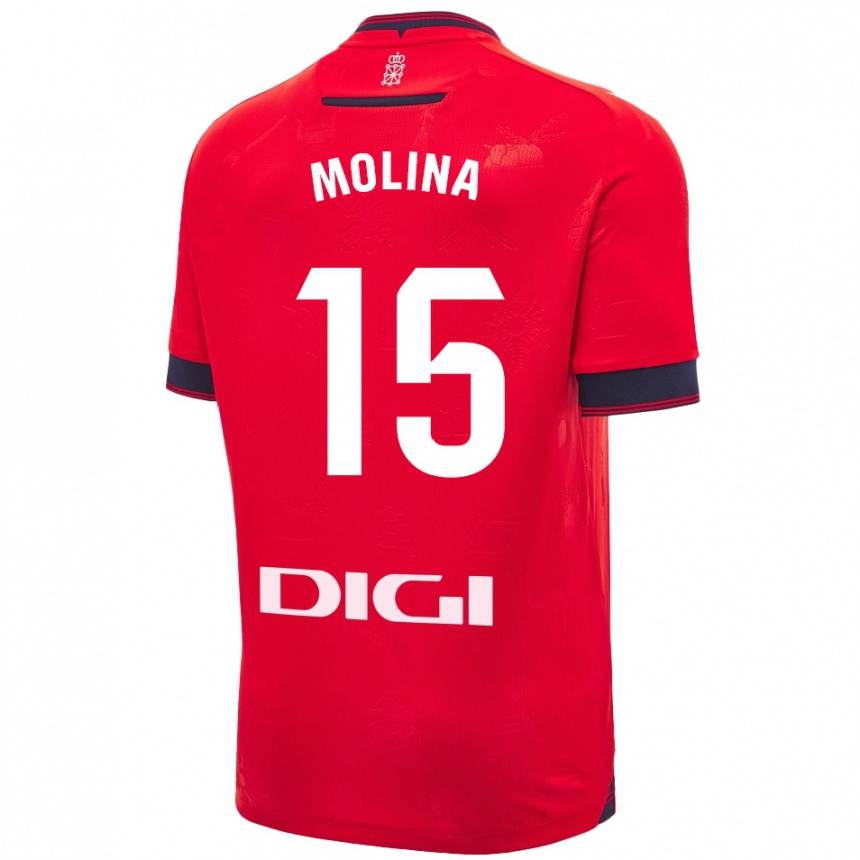 Férfi Labdarúgás Guillem Molina #15 Piros Fehér Hazai Jersey 2024/25 Mez Póló Ing