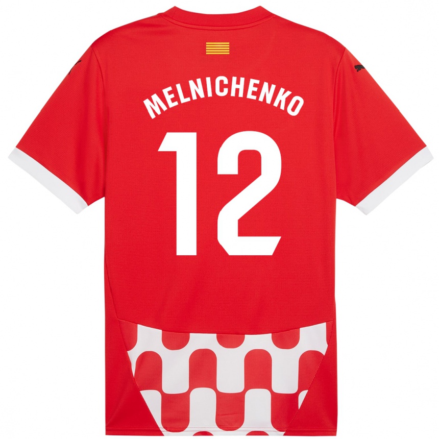 Férfi Labdarúgás Dmytro Melnichenko #12 Piros Fehér Hazai Jersey 2024/25 Mez Póló Ing