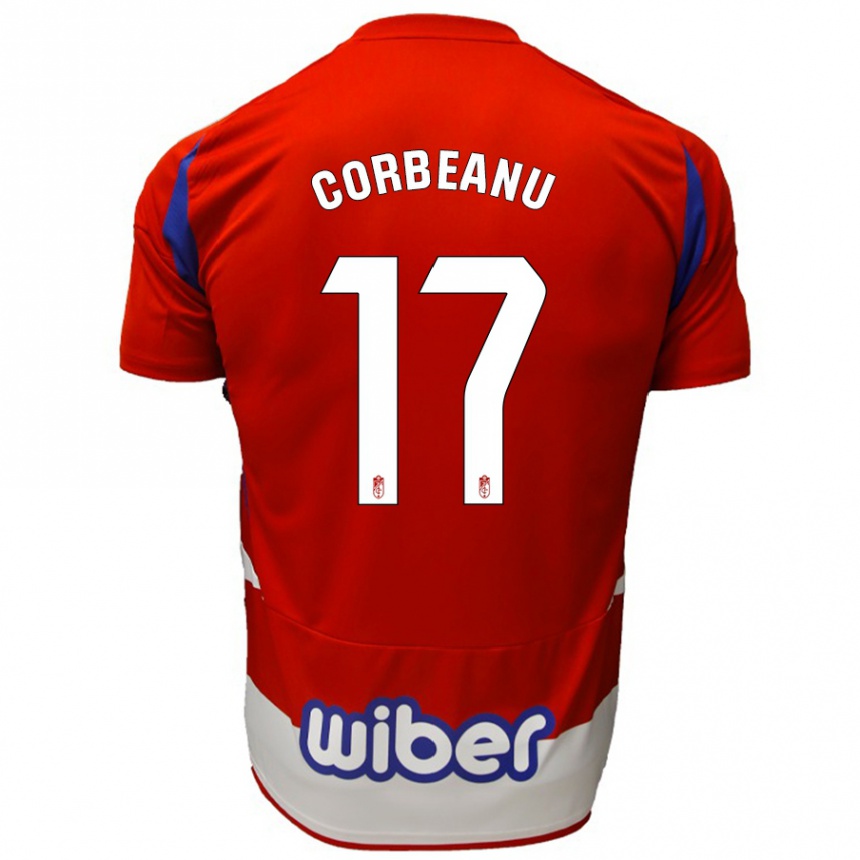 Férfi Labdarúgás Theo Corbeanu #17 Piros Fehér Kék Hazai Jersey 2024/25 Mez Póló Ing