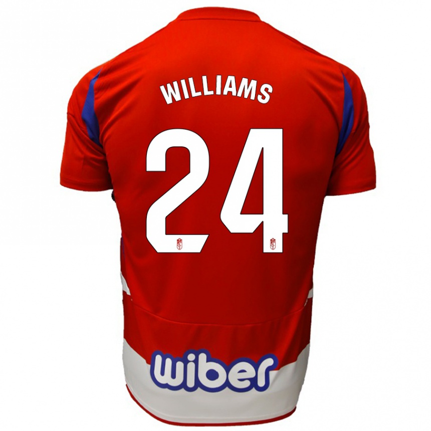 Férfi Labdarúgás Loïc Williams #24 Piros Fehér Kék Hazai Jersey 2024/25 Mez Póló Ing