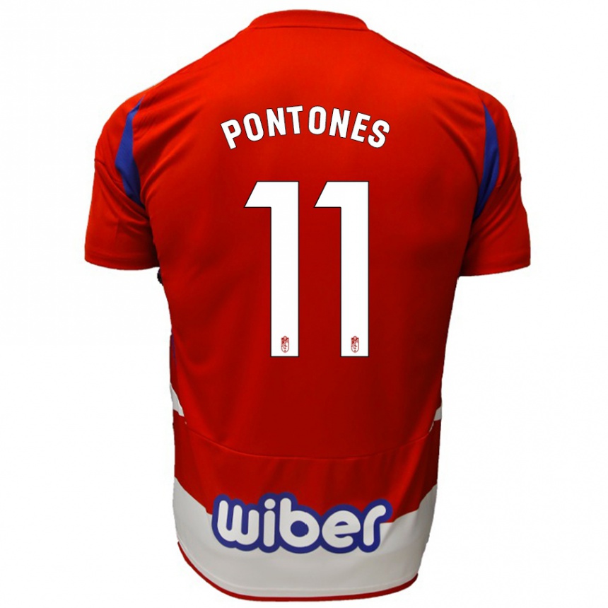 Férfi Labdarúgás Juan Carlos Pontones #11 Piros Fehér Kék Hazai Jersey 2024/25 Mez Póló Ing