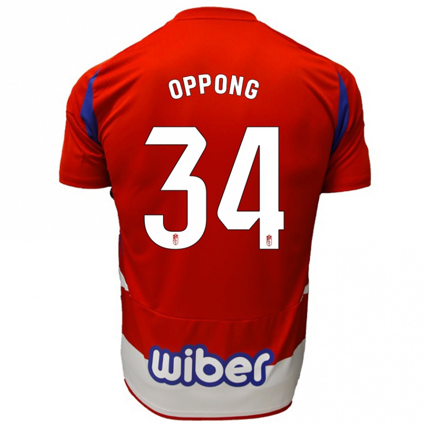 Férfi Labdarúgás Oscar Naasei Oppong #34 Piros Fehér Kék Hazai Jersey 2024/25 Mez Póló Ing