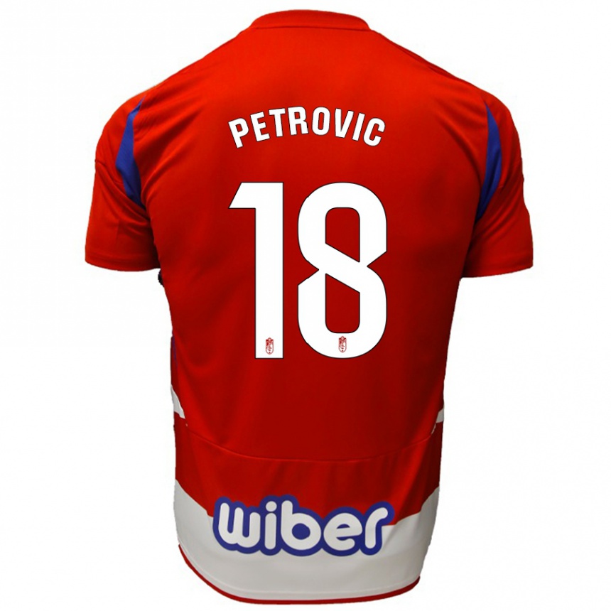 Férfi Labdarúgás Njegos Petrovic #18 Piros Fehér Kék Hazai Jersey 2024/25 Mez Póló Ing