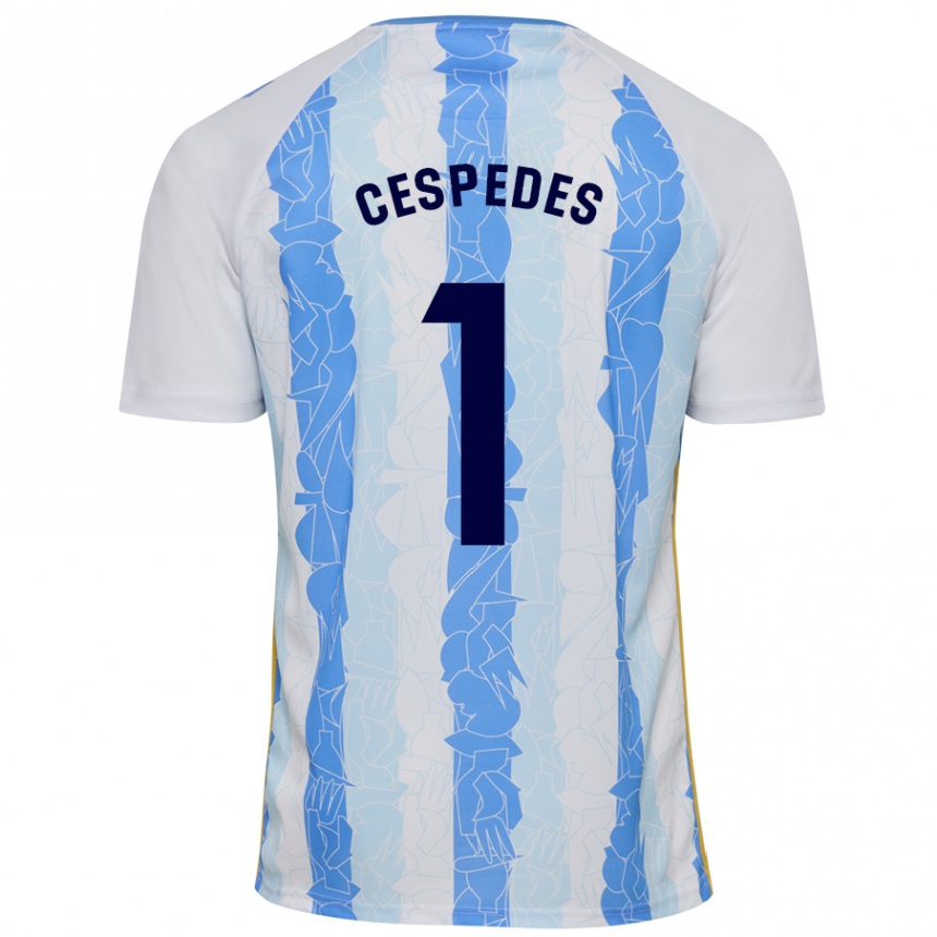 Férfi Labdarúgás Andrés Céspedes #1 Fehér Kék Hazai Jersey 2024/25 Mez Póló Ing