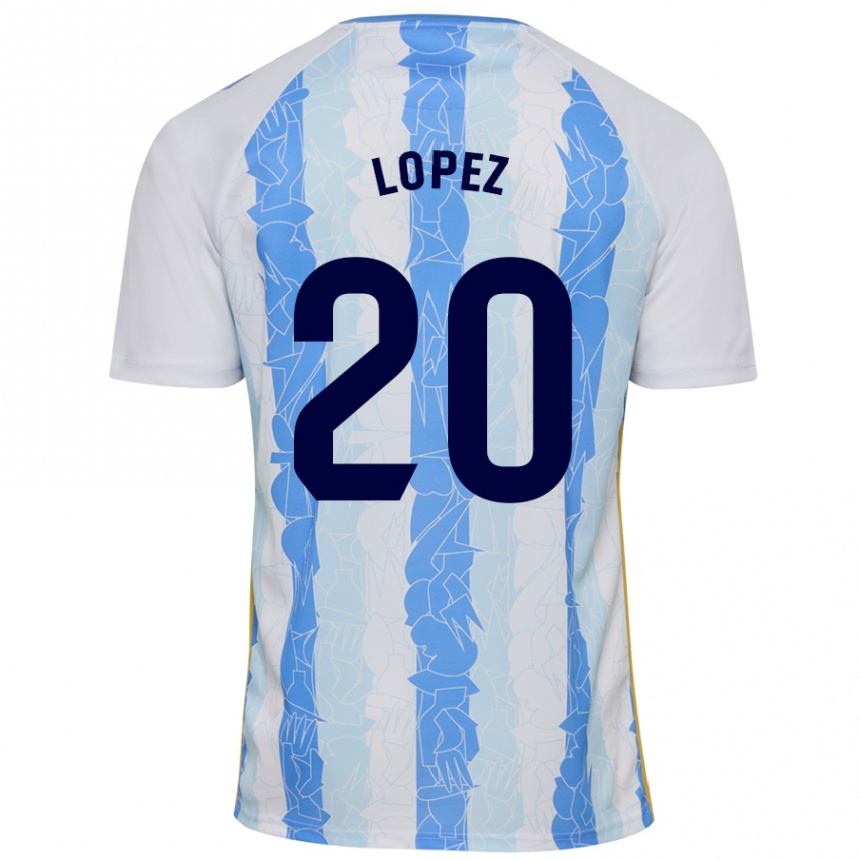 Férfi Labdarúgás Adri López #20 Fehér Kék Hazai Jersey 2024/25 Mez Póló Ing