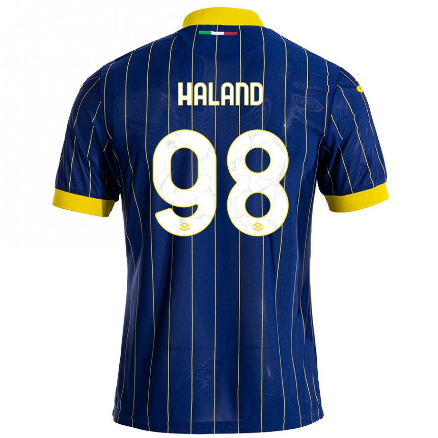 Férfi Labdarúgás Benedicte Iversen Håland #98 Kék Sárga Hazai Jersey 2024/25 Mez Póló Ing