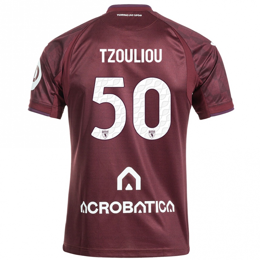 Férfi Labdarúgás Dimitrianos Tzouliou #50 Barna Fehér Hazai Jersey 2024/25 Mez Póló Ing