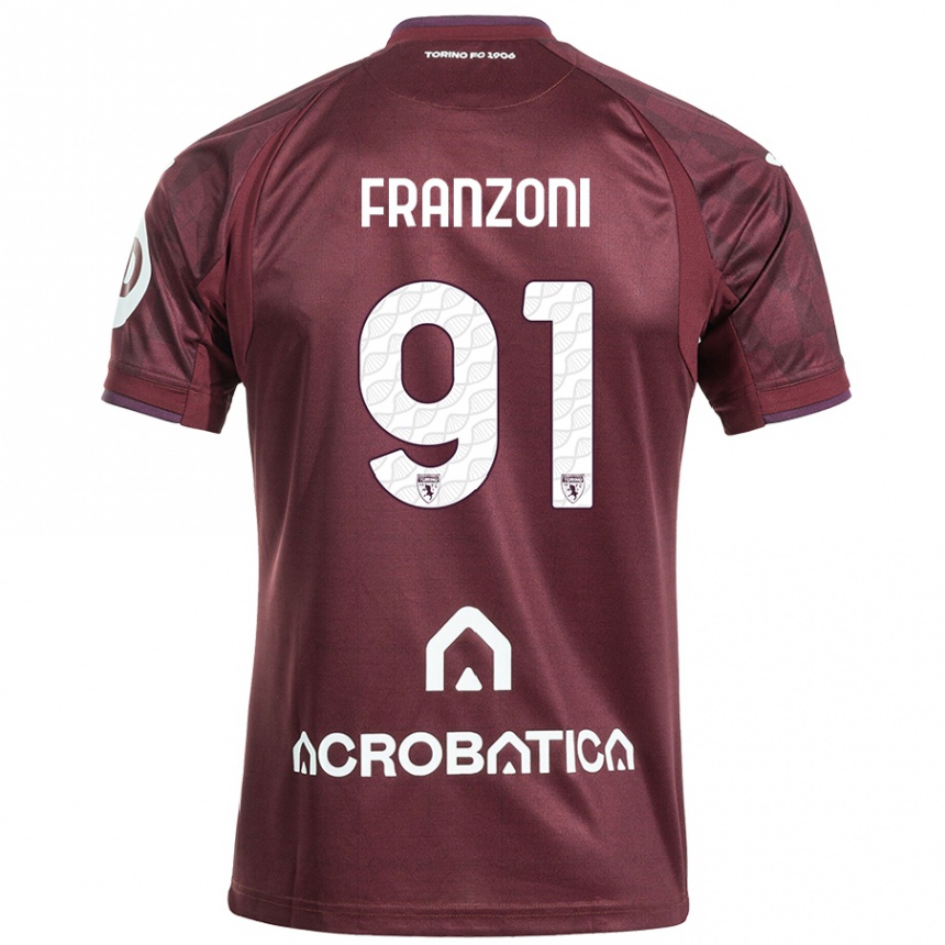 Férfi Labdarúgás Nicolò Franzoni #91 Barna Fehér Hazai Jersey 2024/25 Mez Póló Ing