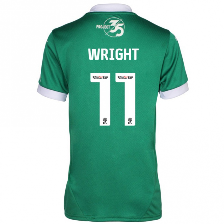 Férfi Labdarúgás Callum Wright #11 Zöld Fehér Hazai Jersey 2024/25 Mez Póló Ing