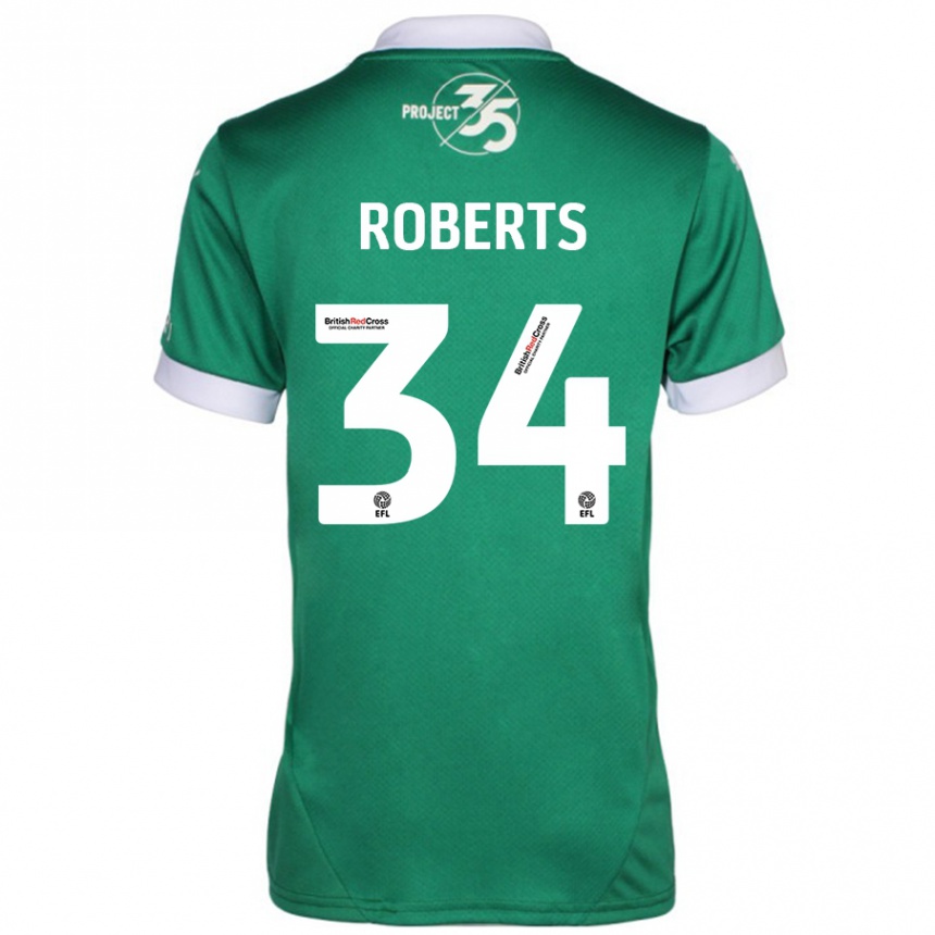 Férfi Labdarúgás Caleb Roberts #34 Zöld Fehér Hazai Jersey 2024/25 Mez Póló Ing