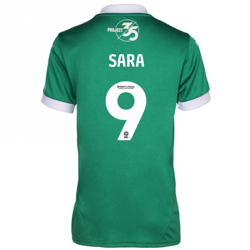 Férfi Labdarúgás Ellie Sara #9 Zöld Fehér Hazai Jersey 2024/25 Mez Póló Ing