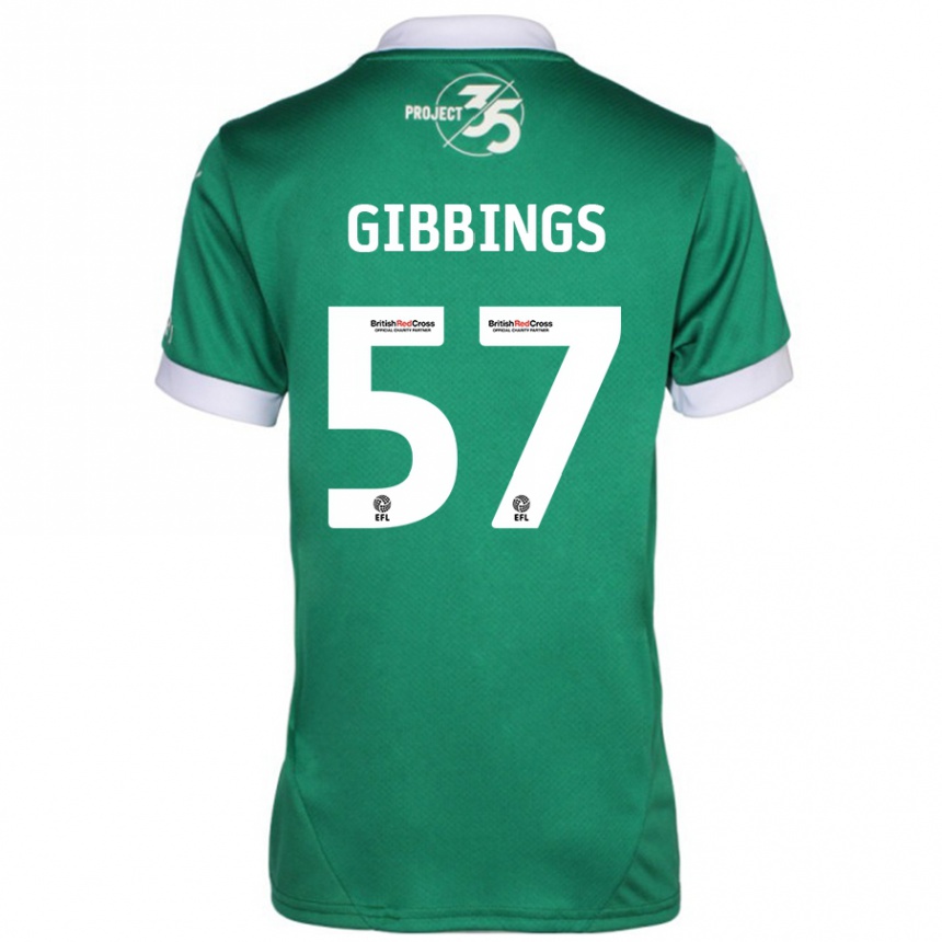 Férfi Labdarúgás Cole Gibbings #57 Zöld Fehér Hazai Jersey 2024/25 Mez Póló Ing